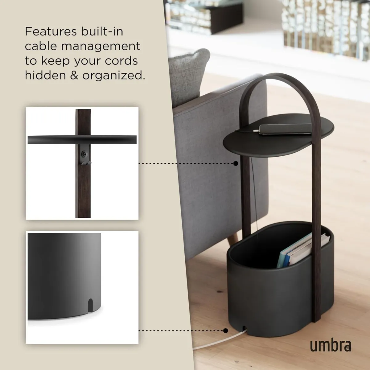 Bellwood Side Table with Storage and Cable - Image 4