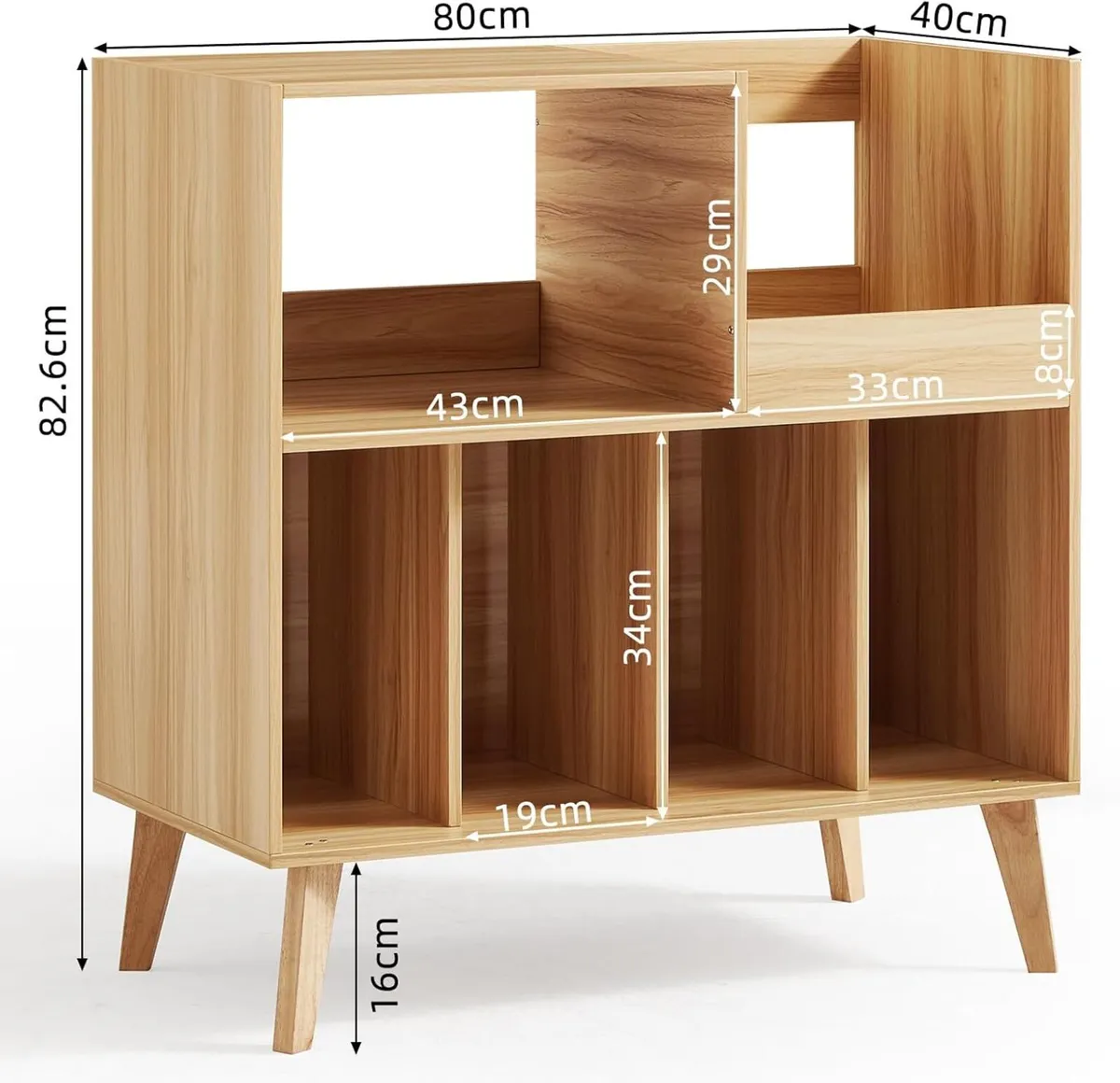 Large record stand with storage player shelf - Image 2