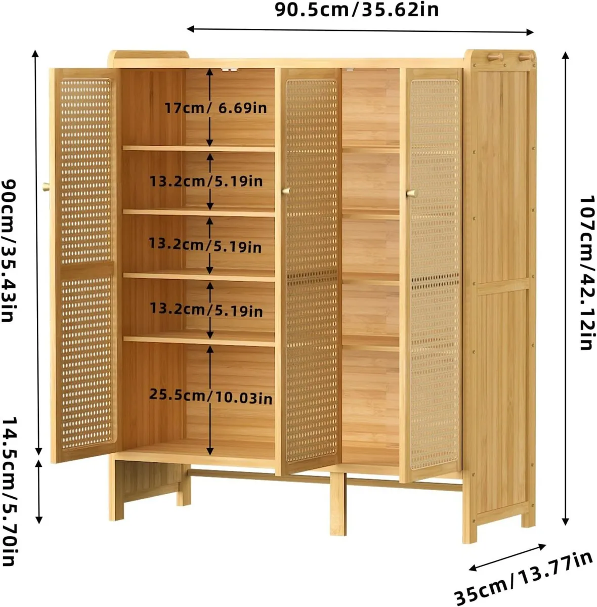 Bamboo Shoe Storage Cabinet: Wooden Shoes Rack - Image 2