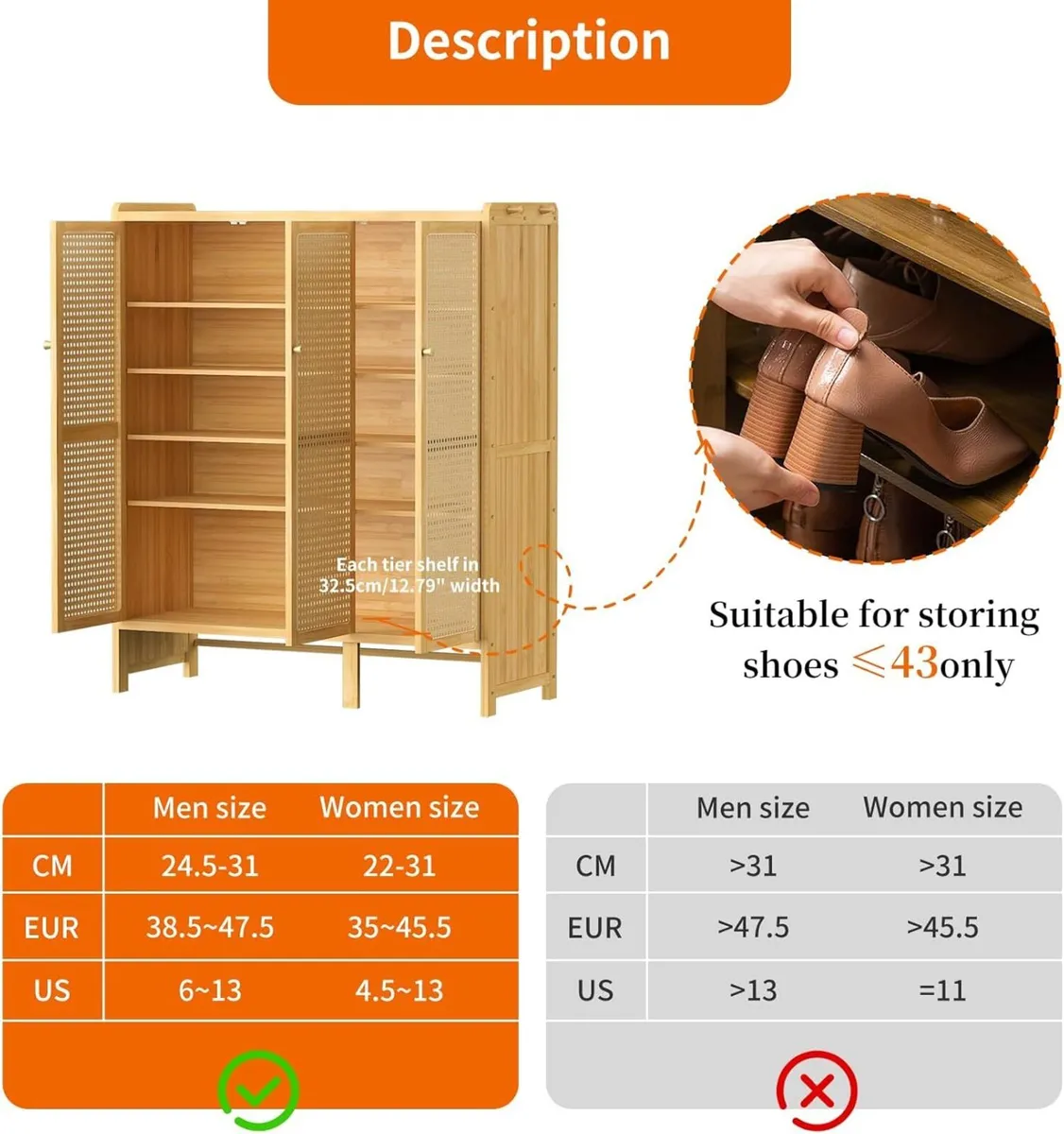 Bamboo Shoe Storage Cabinet: Wooden Shoes Rack - Image 4