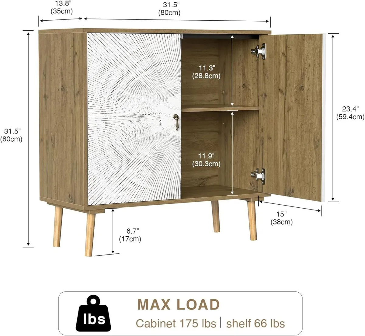 Accent Cabinet with 2 Doors Carved Storage - Image 3