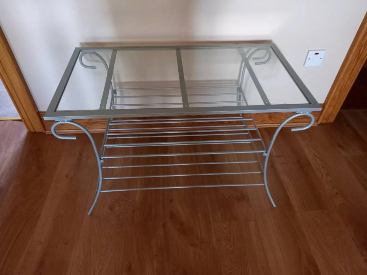Glass Metal Frame Coffee Table - Image 1