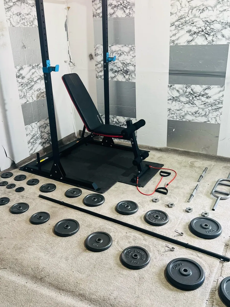 COMPLETE GYM SET WEIGHTS RACK BENCH BARS ++ - Image 2