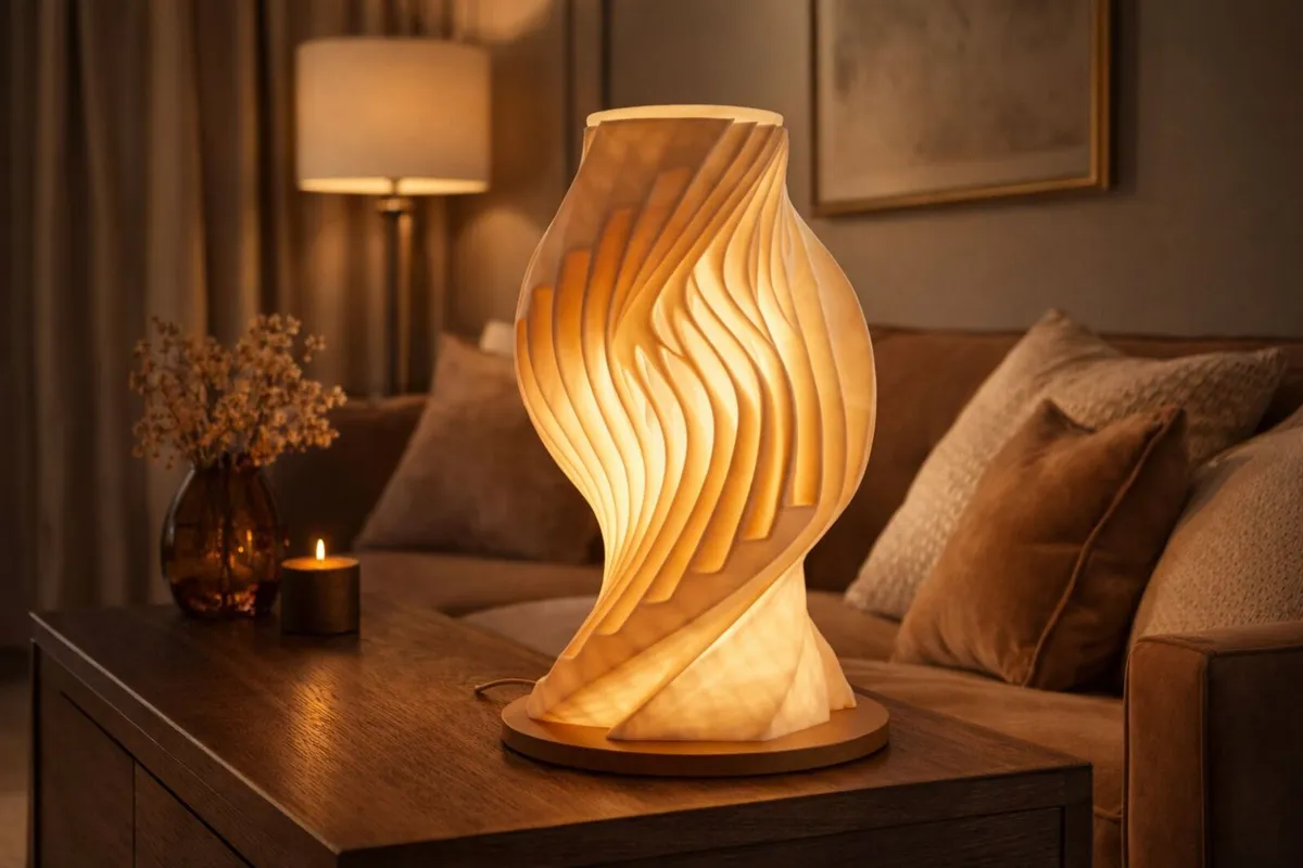 Modern 3D Printed Lamp – Minimalist Warm Light - Image 2