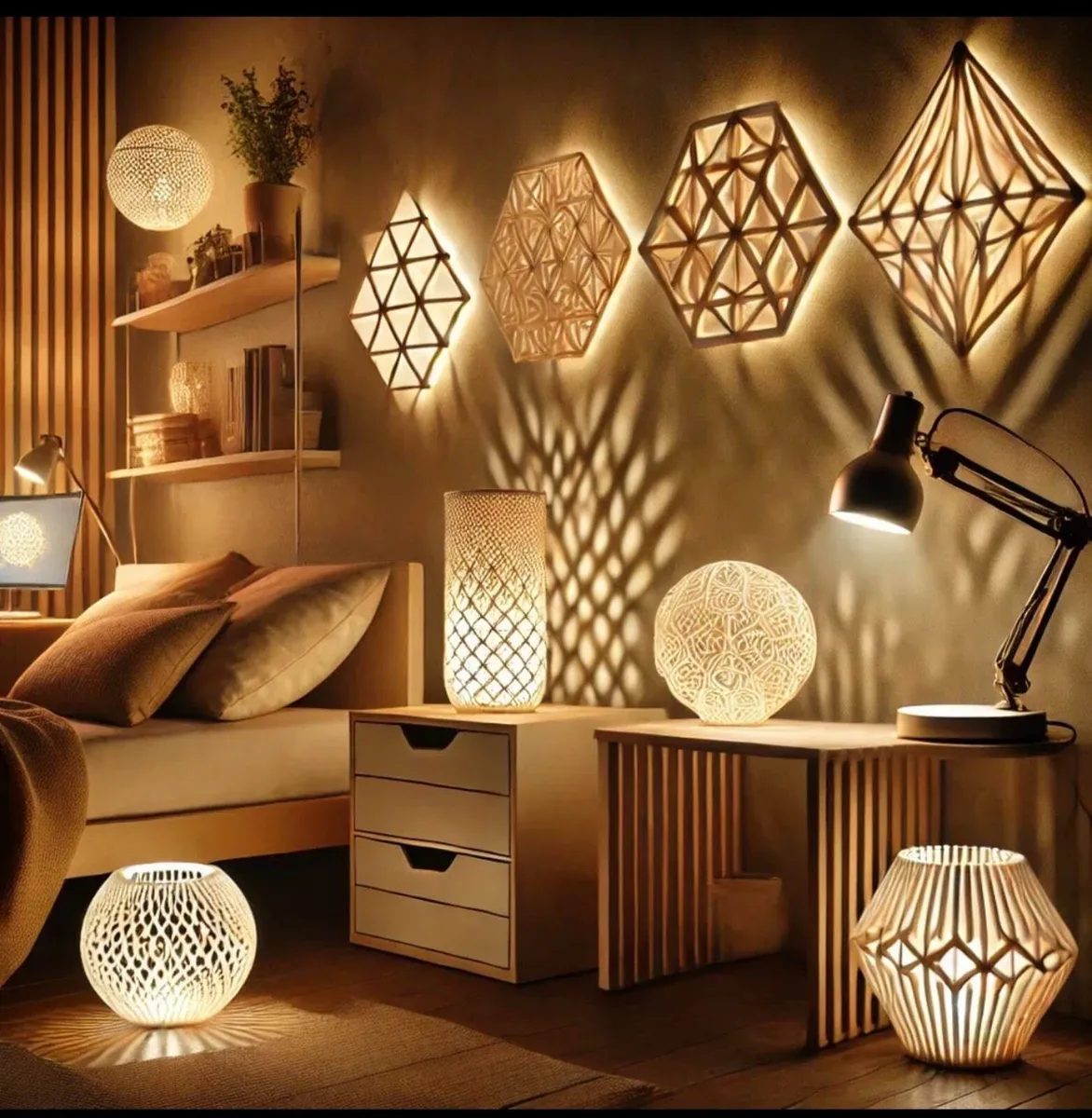 Modern 3D Printed Lamp – Minimalist Warm Light - Image 3