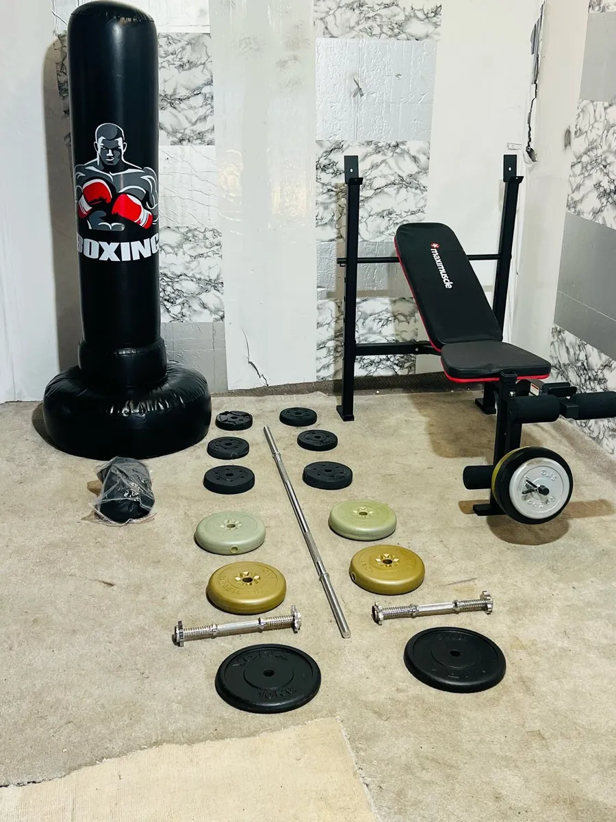 WEIGHT BENCH 60KG WEIGHTS STANDING PUNCH BAG - Image 2