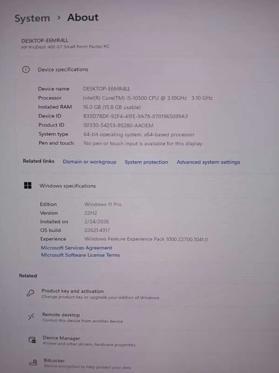 Hp Prodesk 400 G7 Sff | I5-10500 3.10ghz | 16gb Ram 1tb Ssd (500gb+500gb) | Windows 11 Pro, Invidia Quadro P400 - Image 3