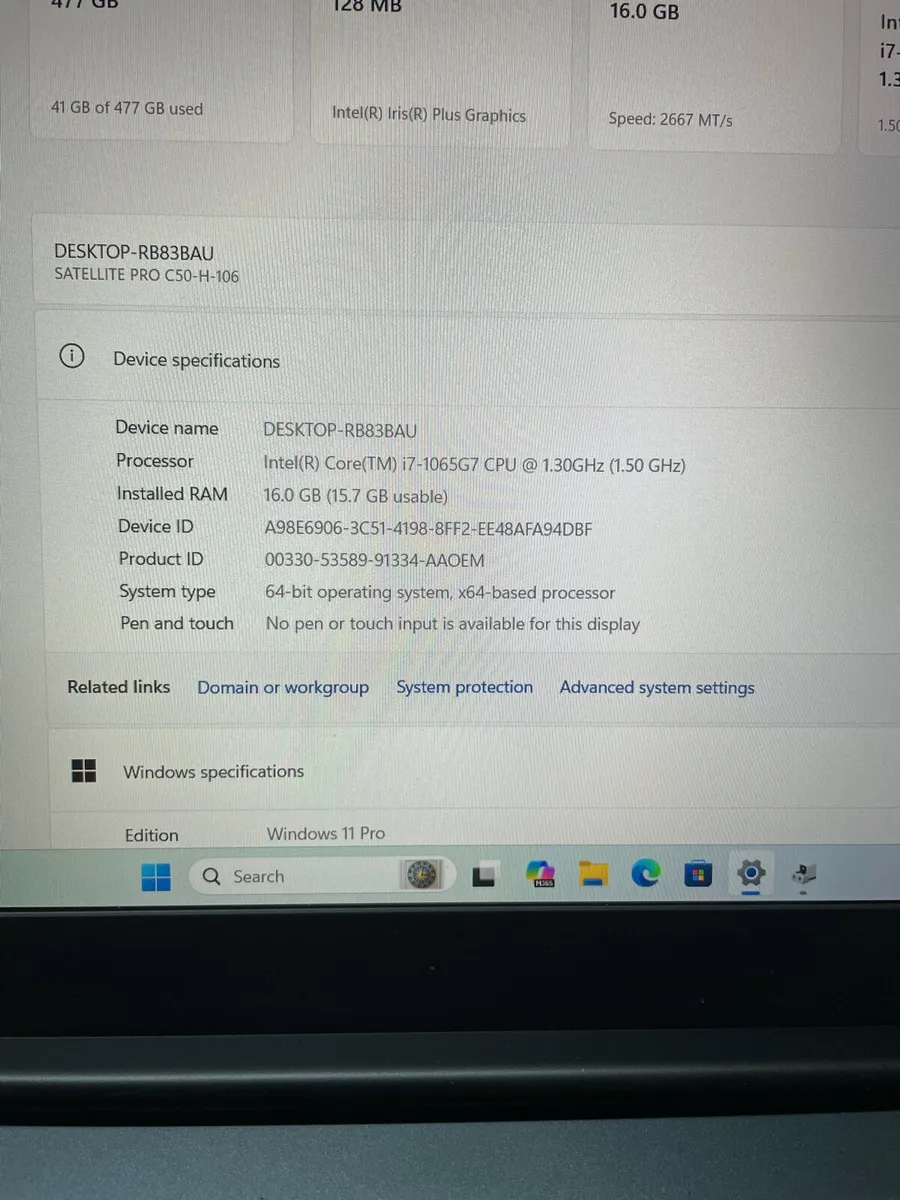 Laptop i7 pro 10 Gen 16/ 512 ssd win 11 - Image 4