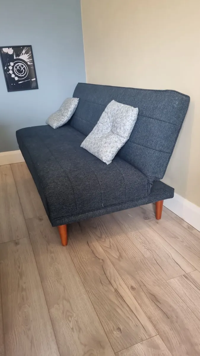 Sofa Bed with two Bar or Kitchen stools - Image 1