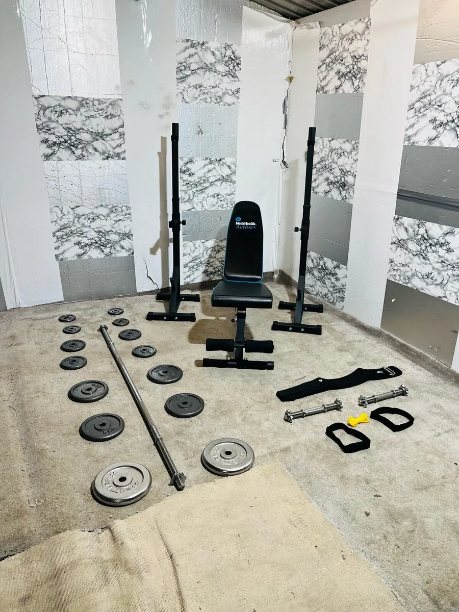 ADJUSTABLE RACK BENCH MATEL WEIGHT BAR DUMBBELLS - Image 2