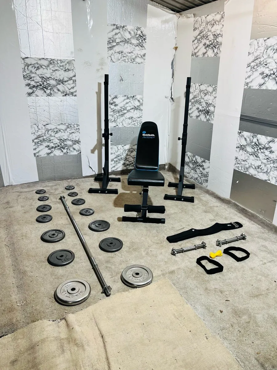 ADJUSTABLE RACK BENCH MATEL WEIGHT BAR DUMBBELLS - Image 4