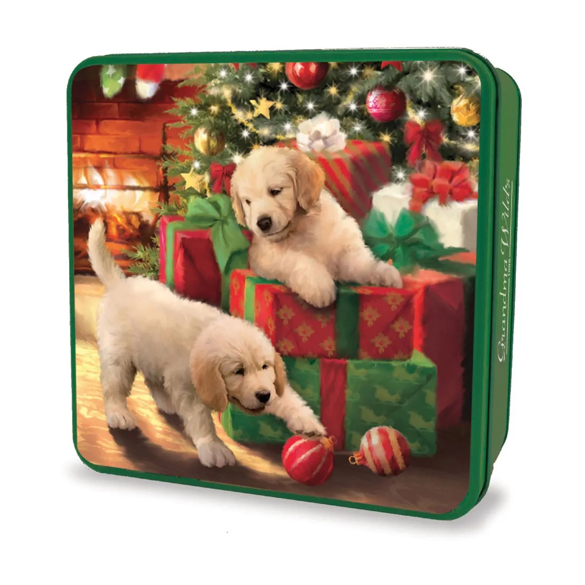 NEW Grandma's Wild Biscuit Tin Embossed Puppies & - Image 1