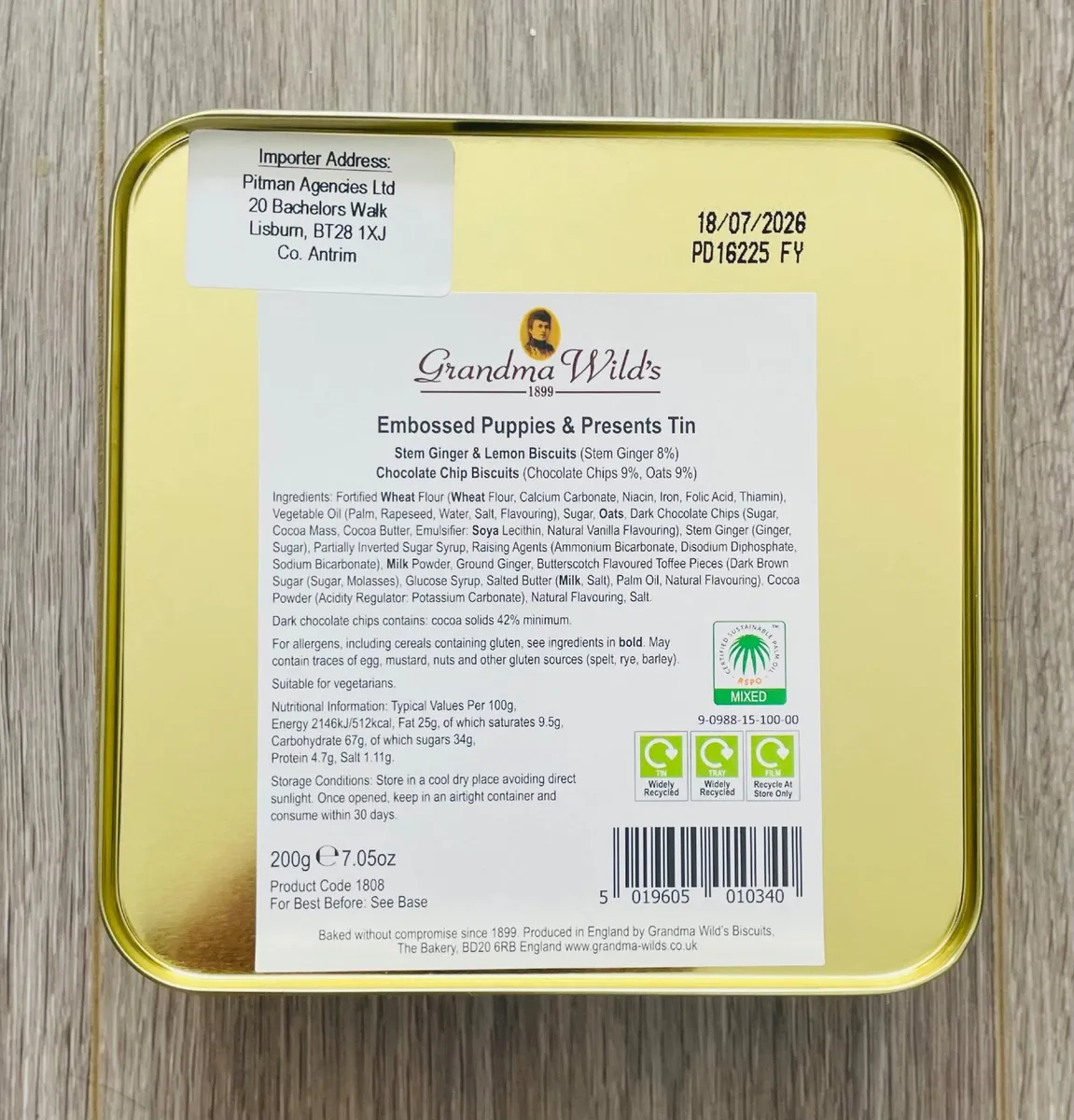 NEW Grandma's Wild Biscuit Tin Embossed Puppies & - Image 2