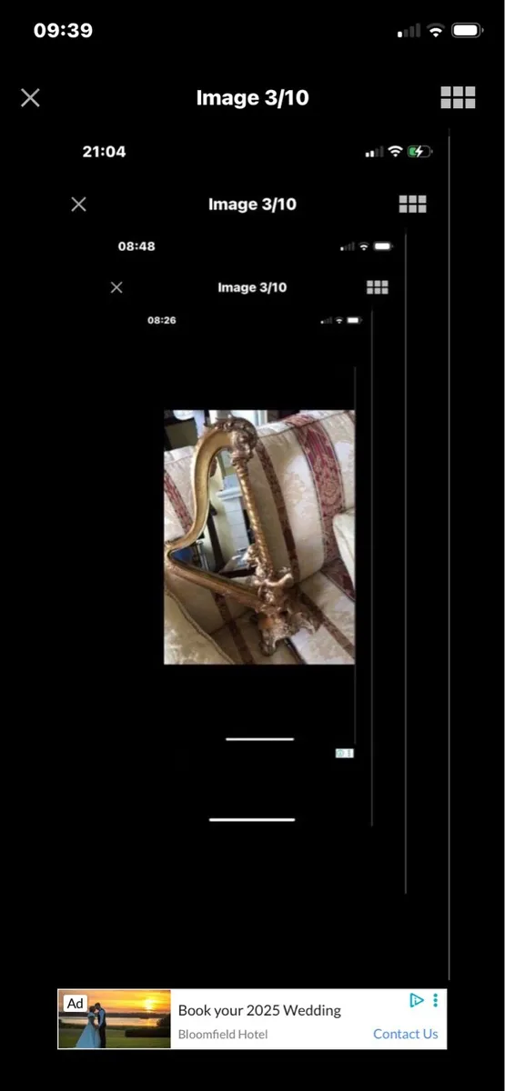 Antique Harp Shaped Tabletop mirror - Image 2