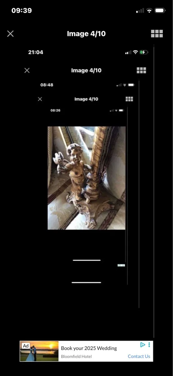 Antique Harp Shaped Tabletop mirror - Image 3