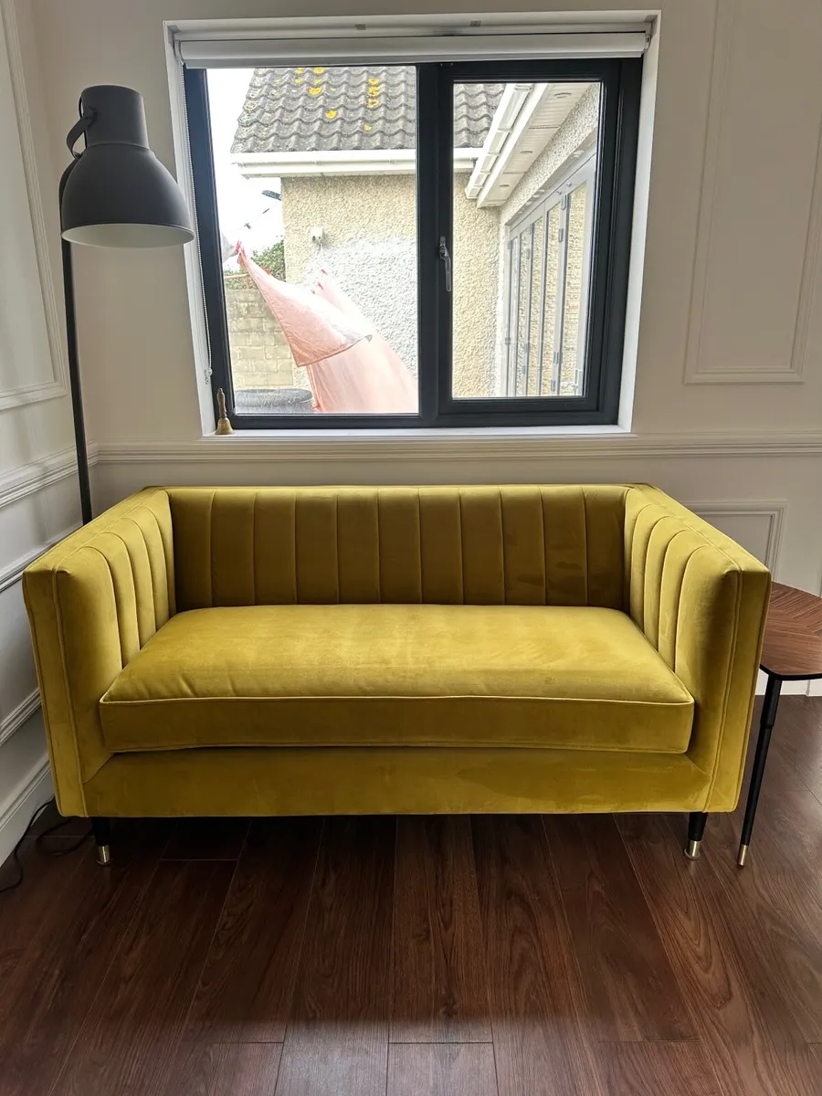 Yellow/Mustard Velvet Couch - Image 2