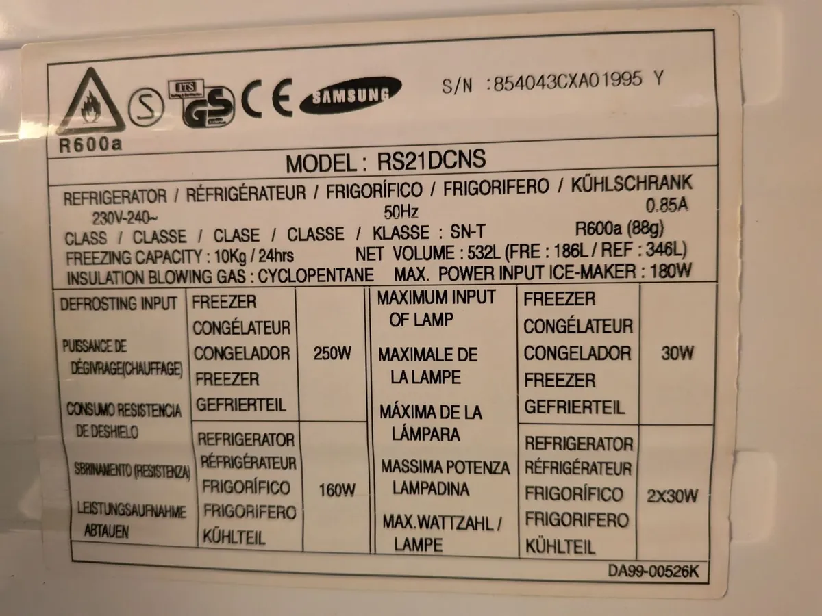 Samsung American Fridge Freezer (RS21DCNS) – FREE - Image 3