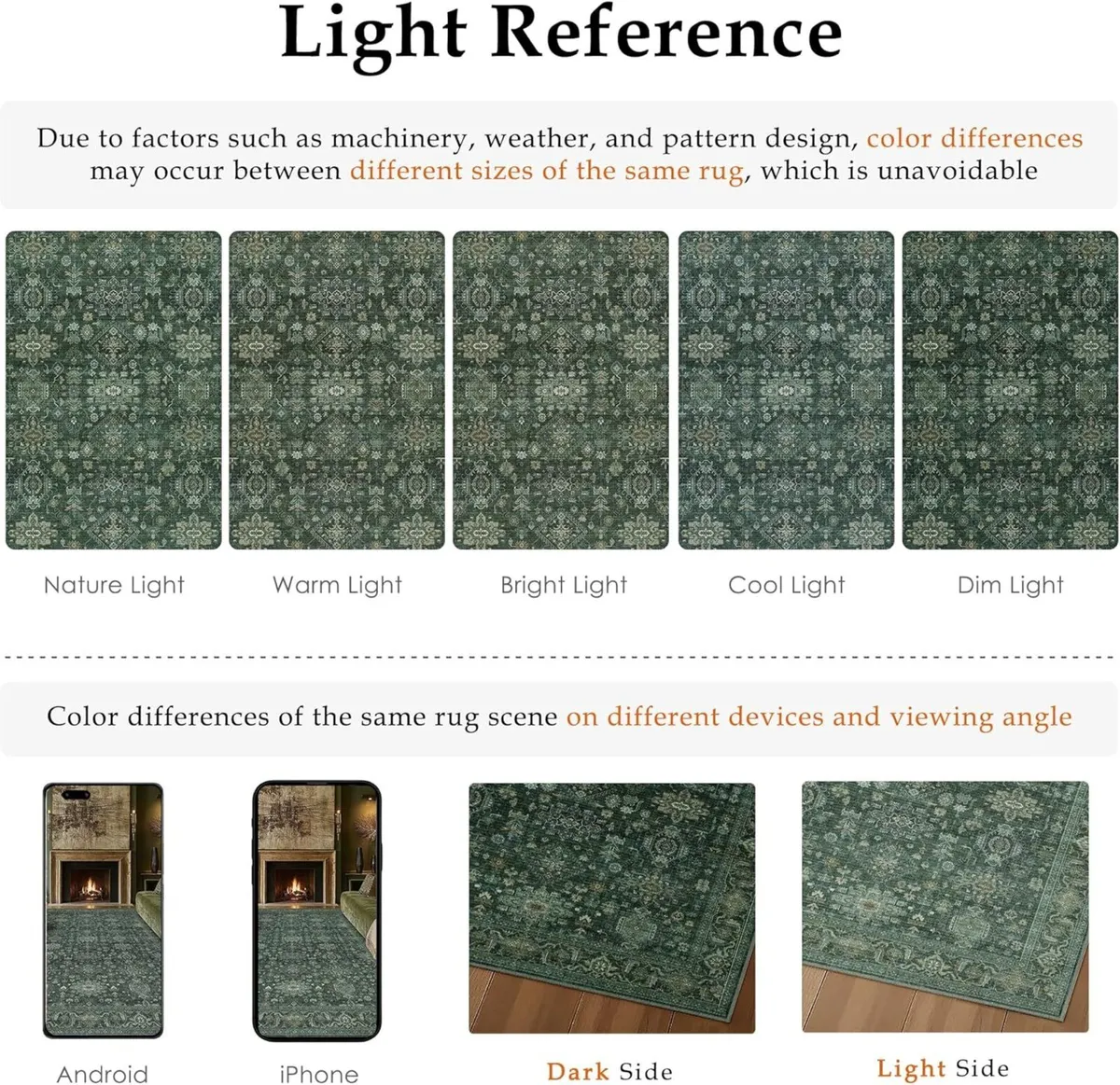 Vintage Living Room Rug 200 x 300 cm Green - Image 2