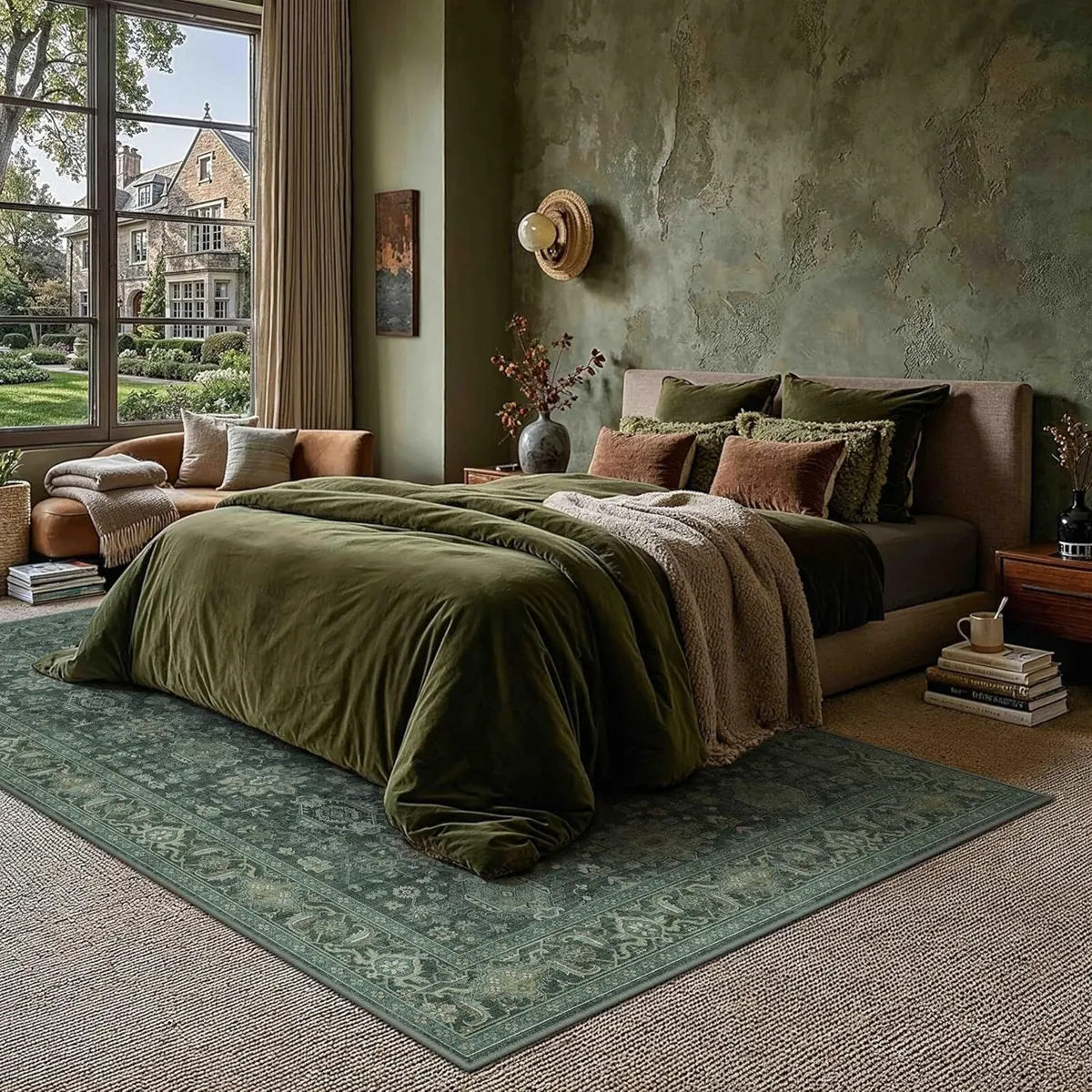 Vintage Living Room Rug 200 x 300 cm Green - Image 4