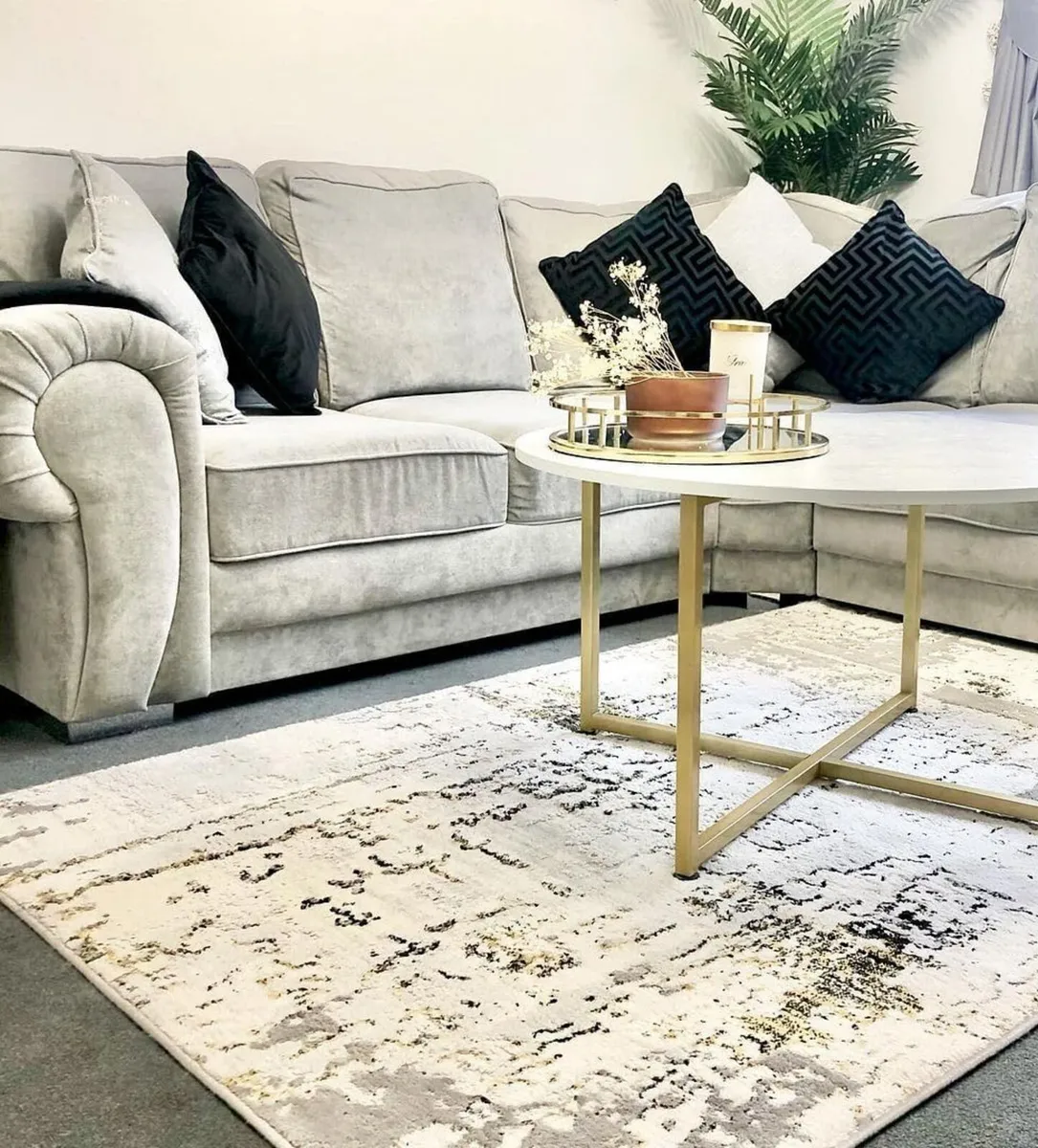 Luxury Large Gold Silver Abstract Living Room - Image 2