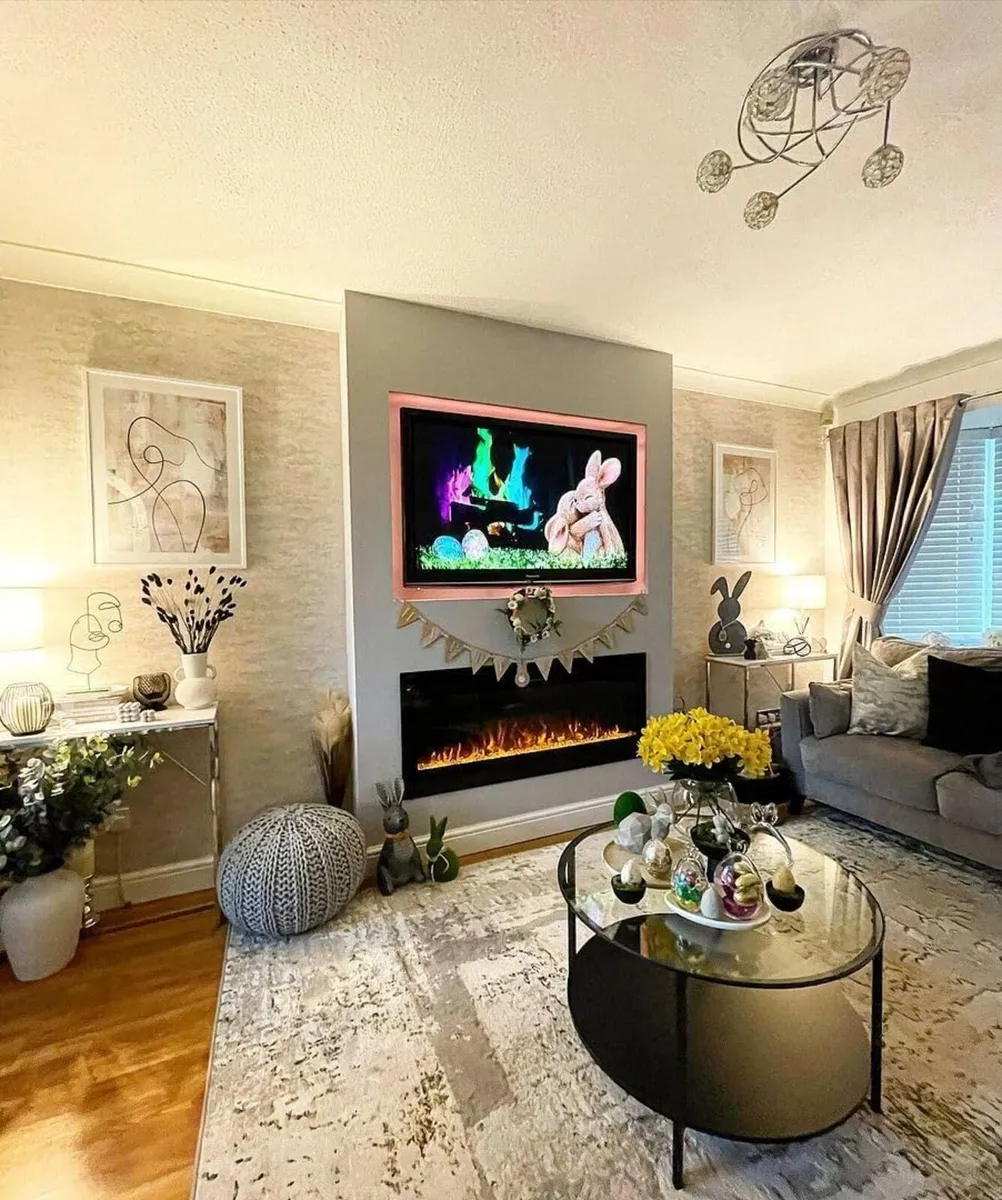 Luxury Large Gold Silver Abstract Living Room - Image 3