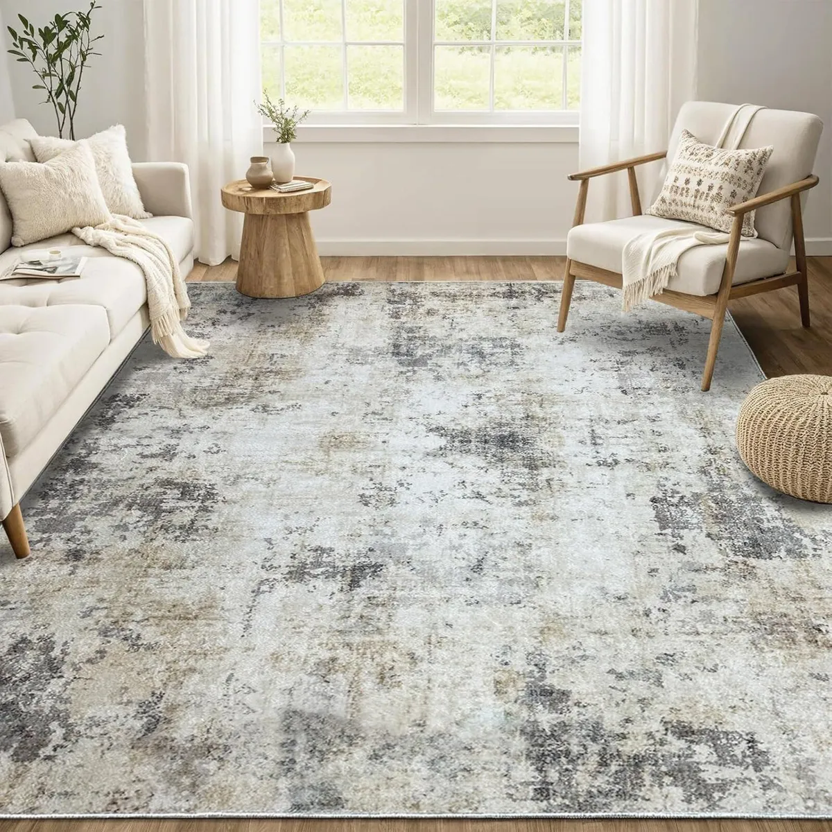 Modern Soft Area Rugs Abstract Distressed Living - Image 1