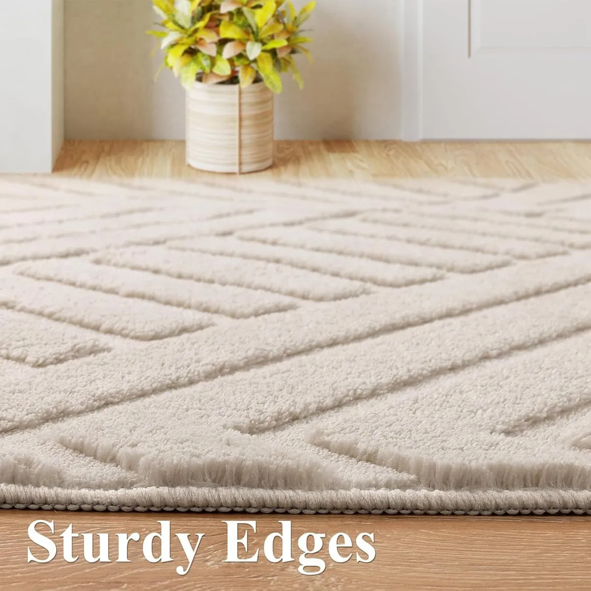 Living Room Rug Non‑Slip Washable Carpet Cream - Image 2