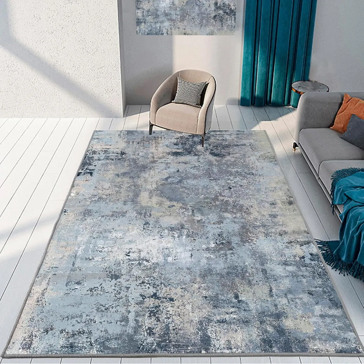 Rugs Living Room Large Blue Grey 200 x 300 cm - Image 1