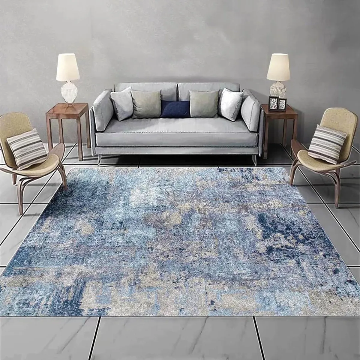 Rugs Living Room Large Blue Grey 200 x 300 cm - Image 2