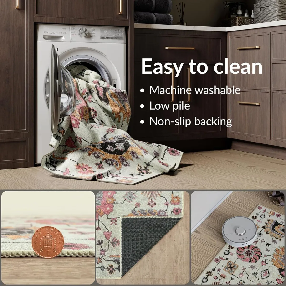 Machine Washable Rug 152x213cm 75% Recycled - Image 3