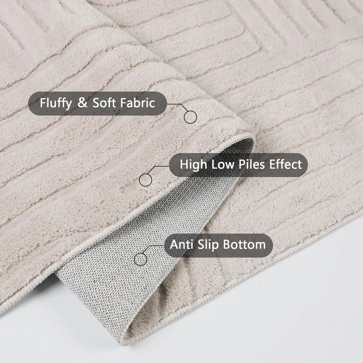 Rugs Living Room Large 160x230 Washable Cream - Image 3