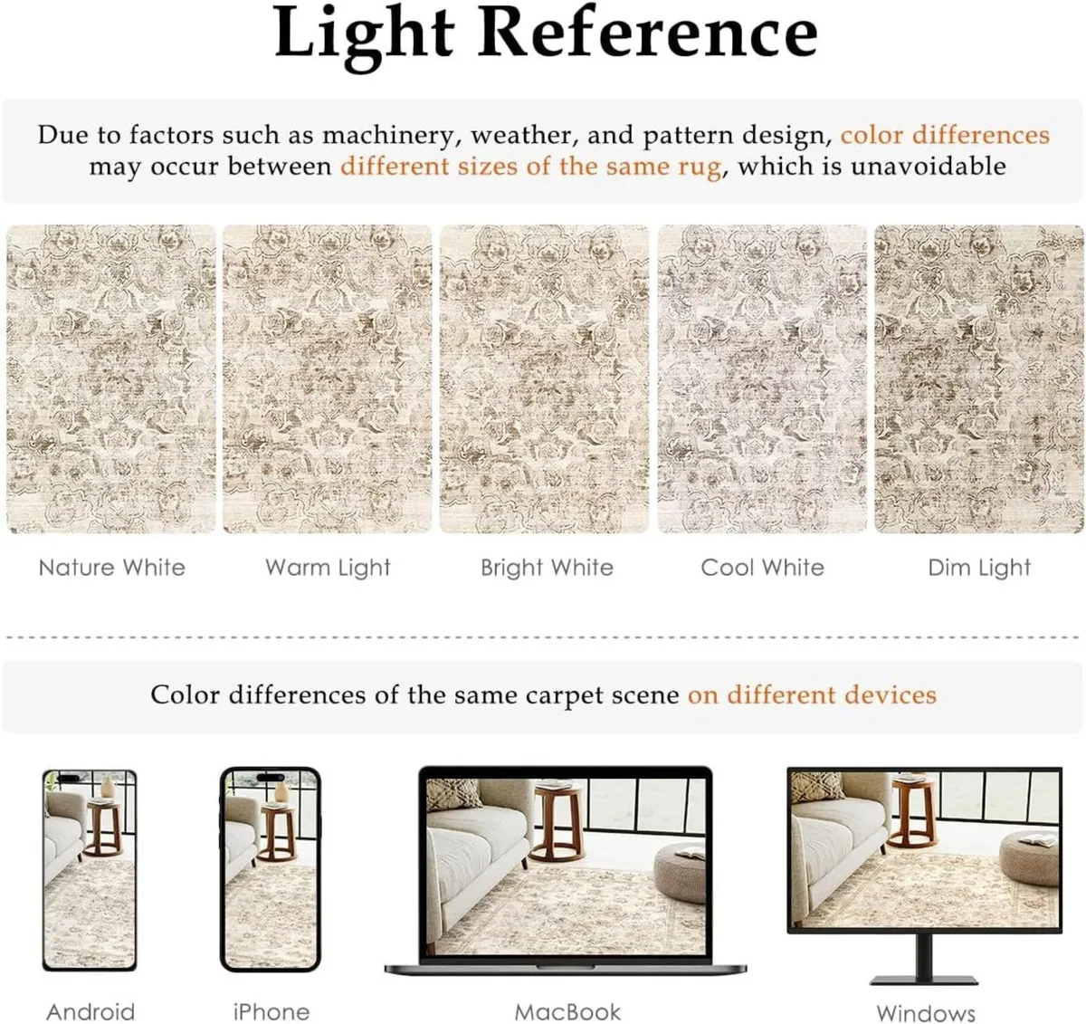 Vintage Rugs Living Room Beige Large Area Rug - Image 2