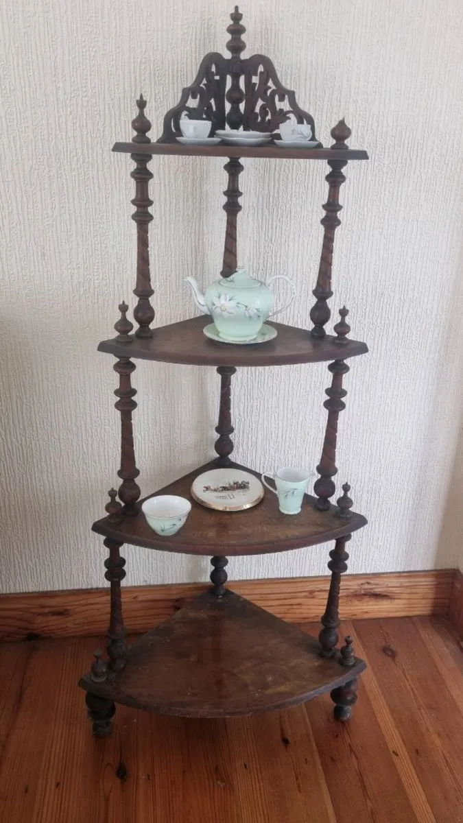 Antique Mahogany Walnut Corner Whatnot - Image 2