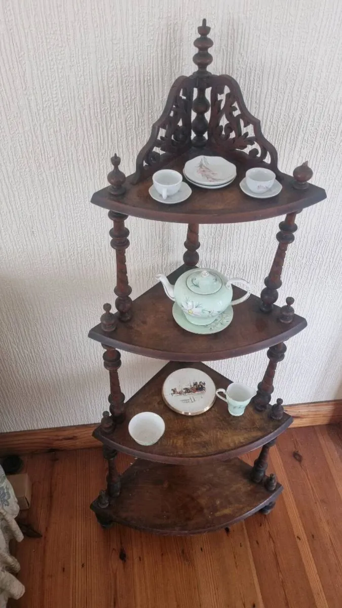 Antique Mahogany Walnut Corner Whatnot - Image 1