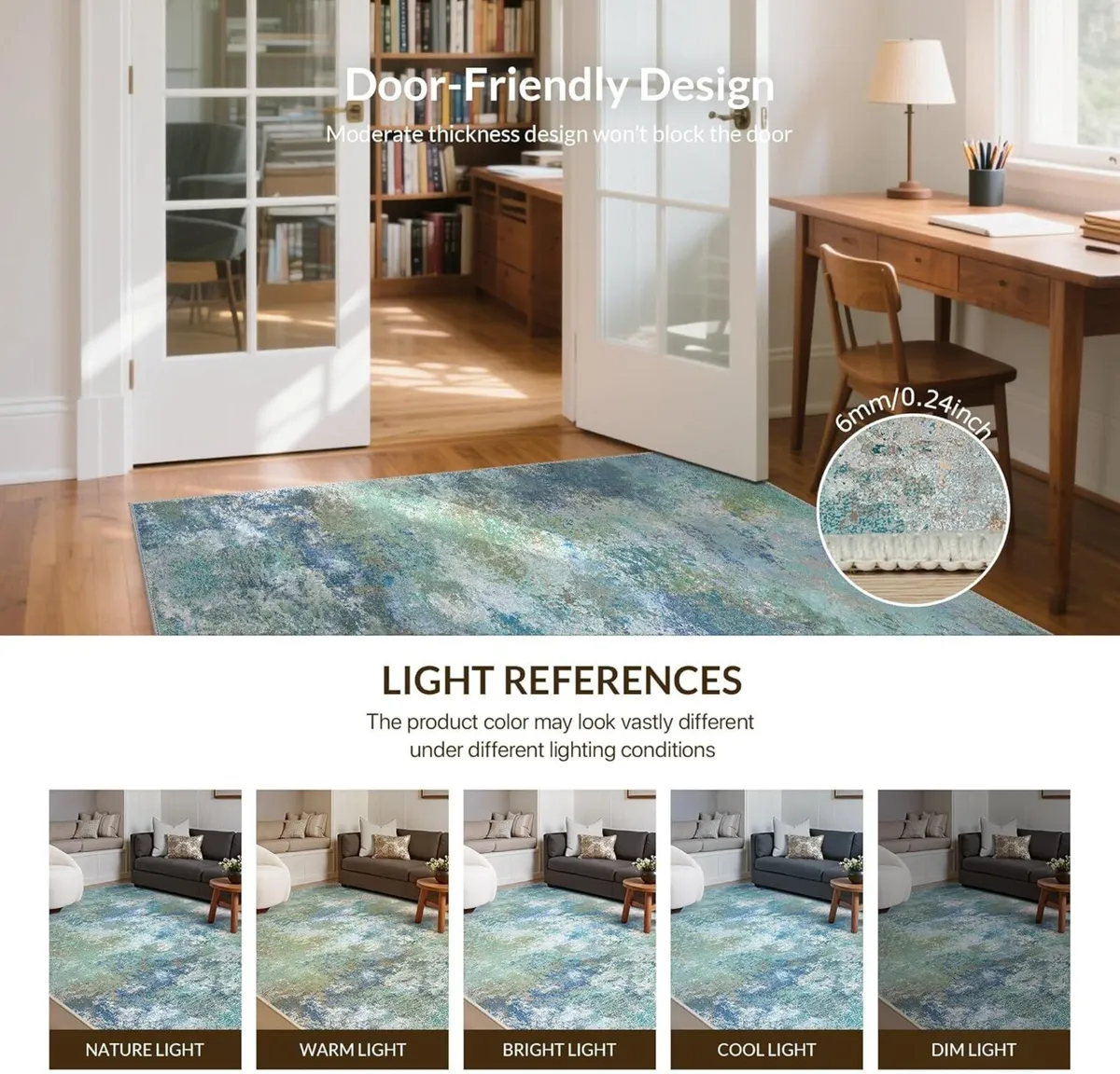 Washable Large Rug 160x230cm – Soft Short Pile - Image 3