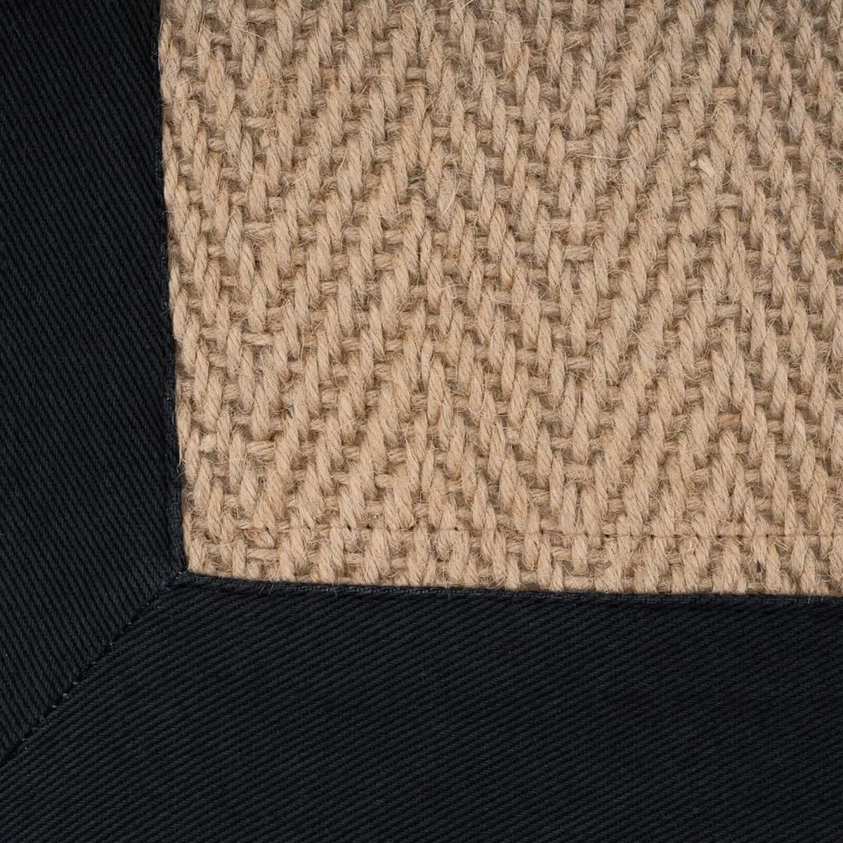 Jute Black Cotton Bordered Rugs Brown Beige - Image 4