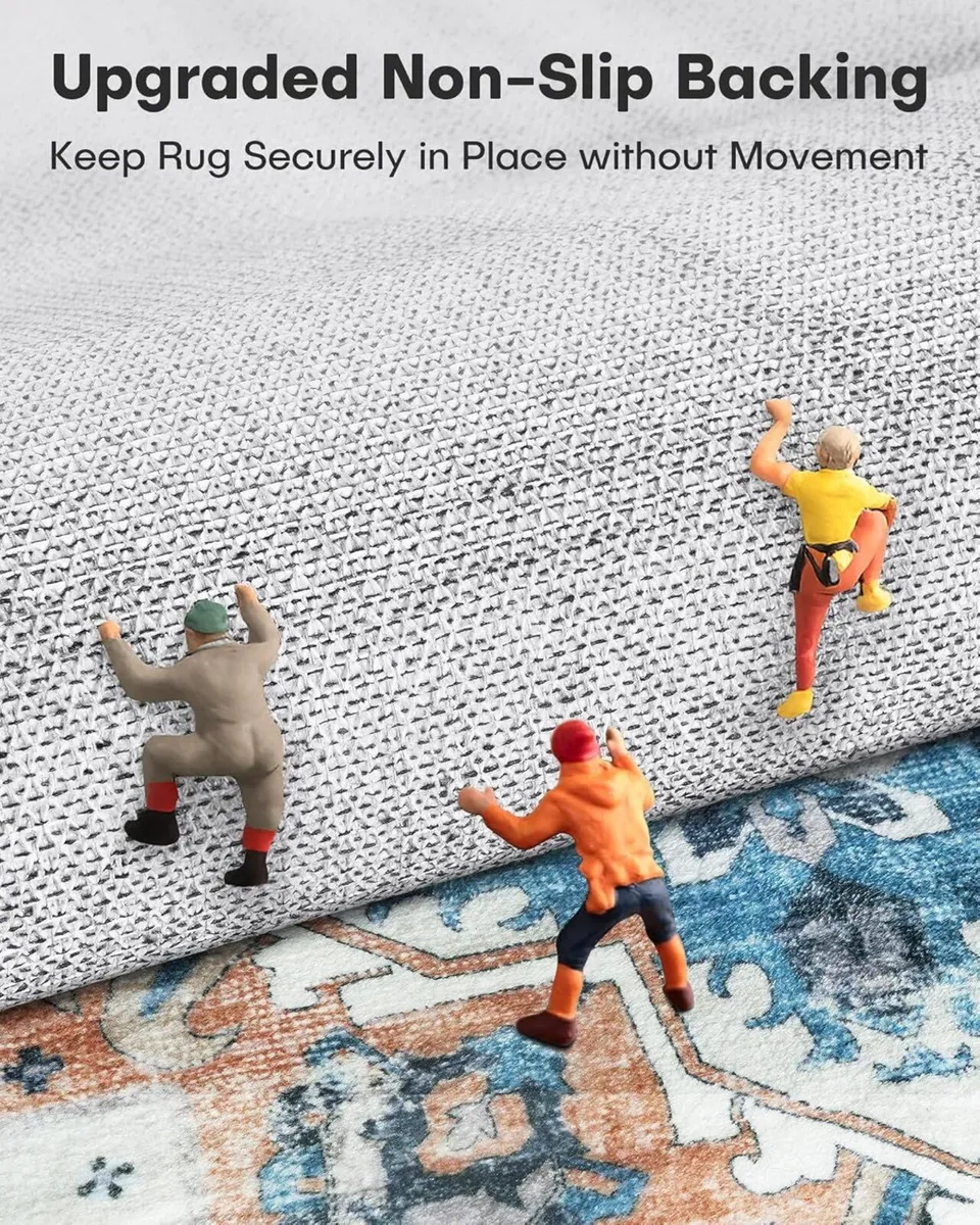 Blue Area Rugs for Living Room Washable Large - Image 2