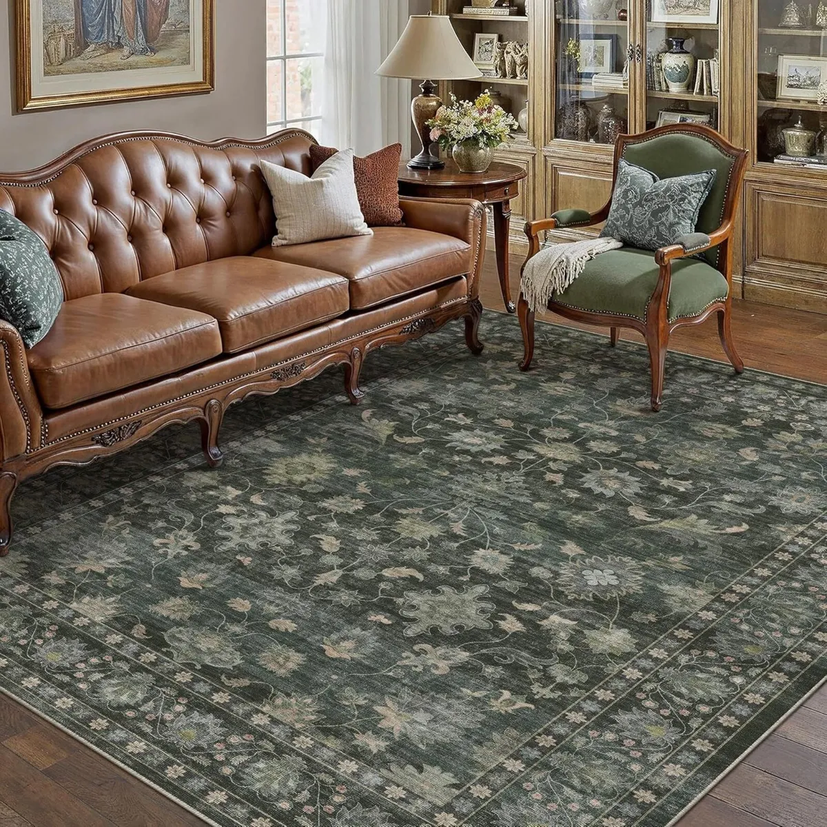 160x230 cm Washable Rugs Living Room Floral - Image 1