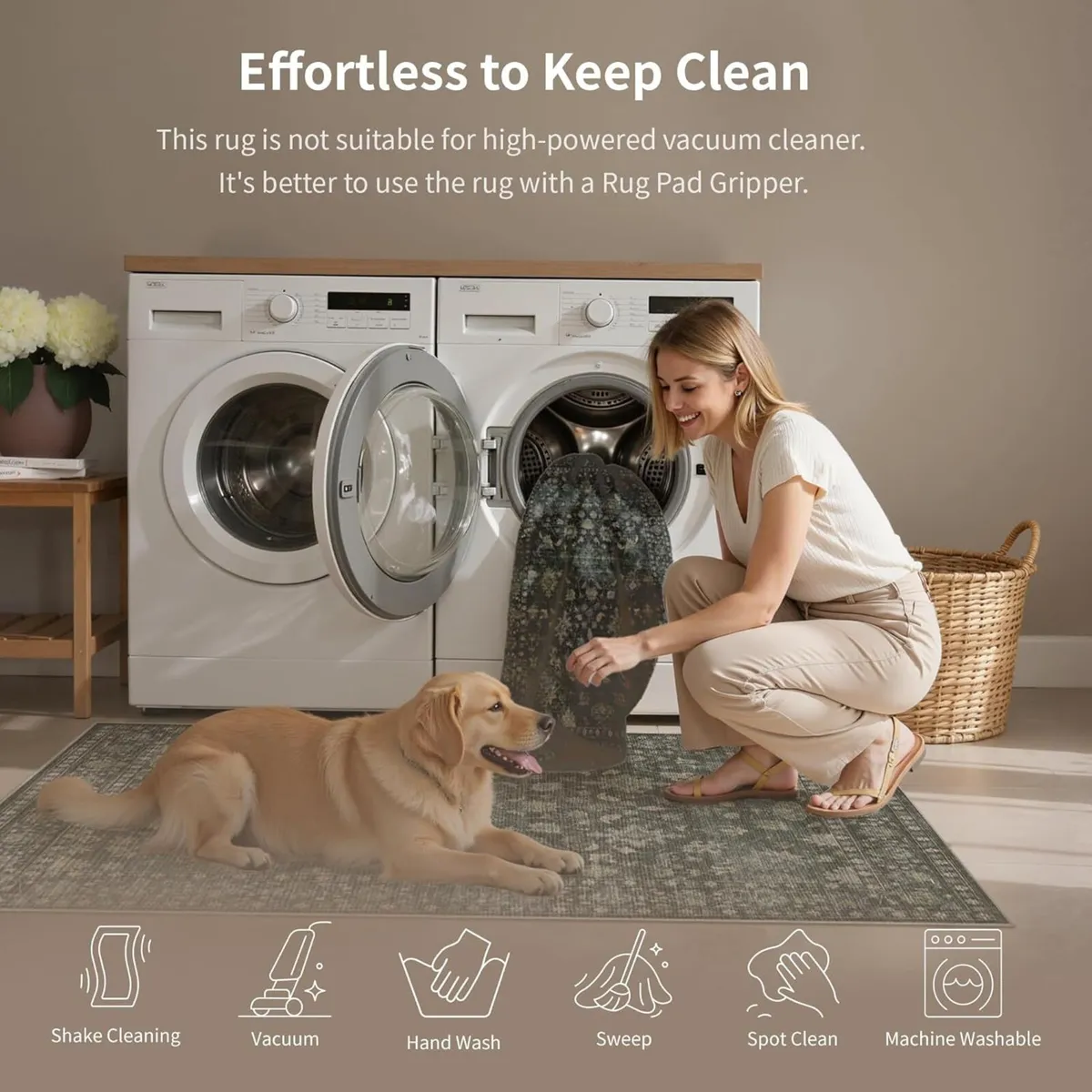 160x230 cm Washable Rugs Living Room Floral - Image 4