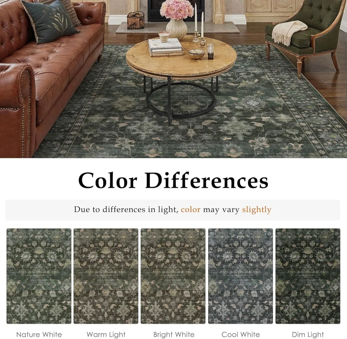 160x230 cm Washable Rugs Living Room Floral - Image 2