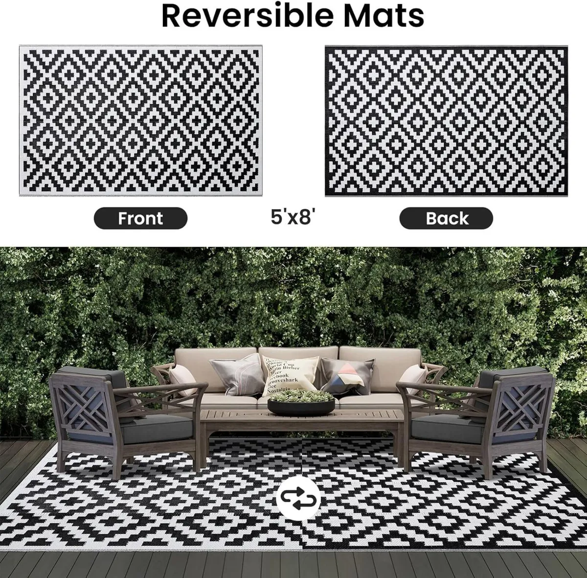 Outdoor Rug Waterproof Large Garden Rugs UV-Resist - Image 3