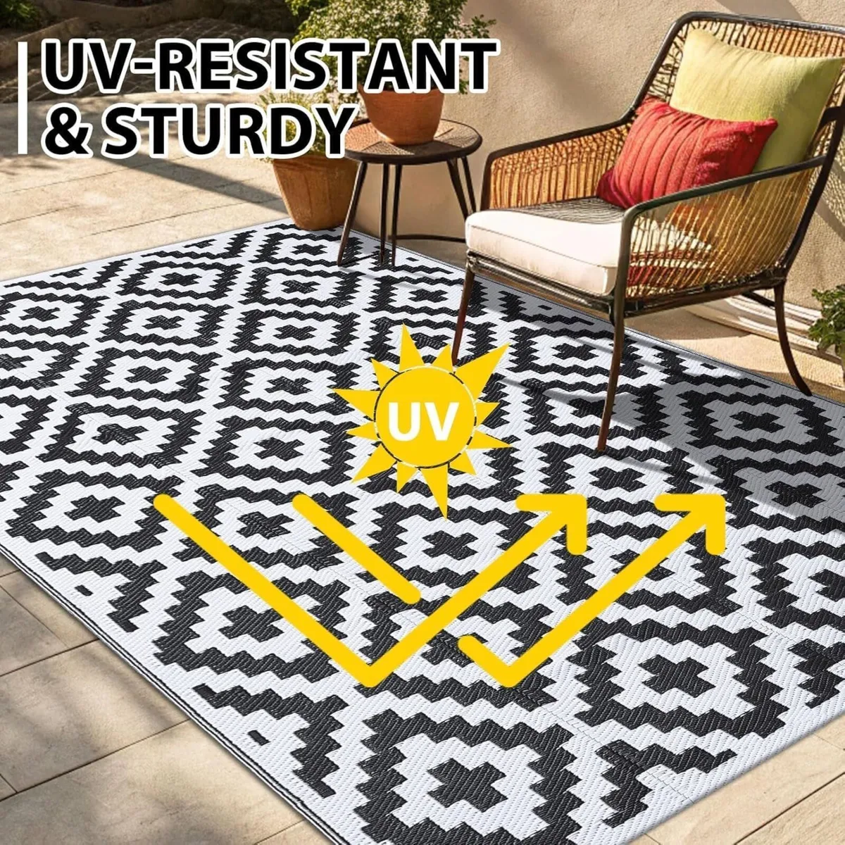 Outdoor Rug Waterproof Large Garden Rugs UV-Resist - Image 4