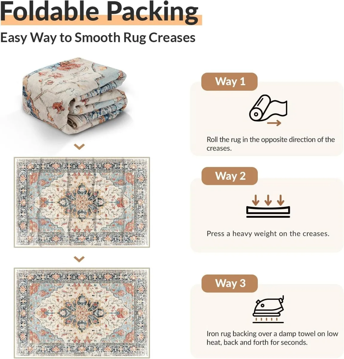 Machine Washable Rugs 240x300 cm Vintage Area Rug - Image 4