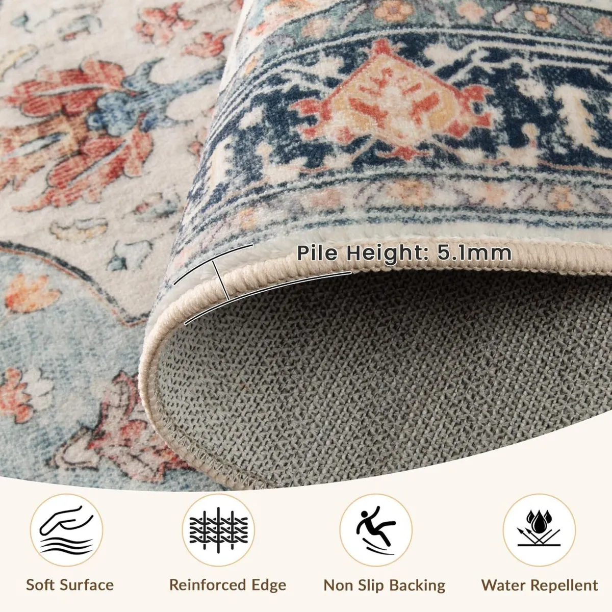 Machine Washable Rugs 240x300 cm Vintage Area Rug - Image 2