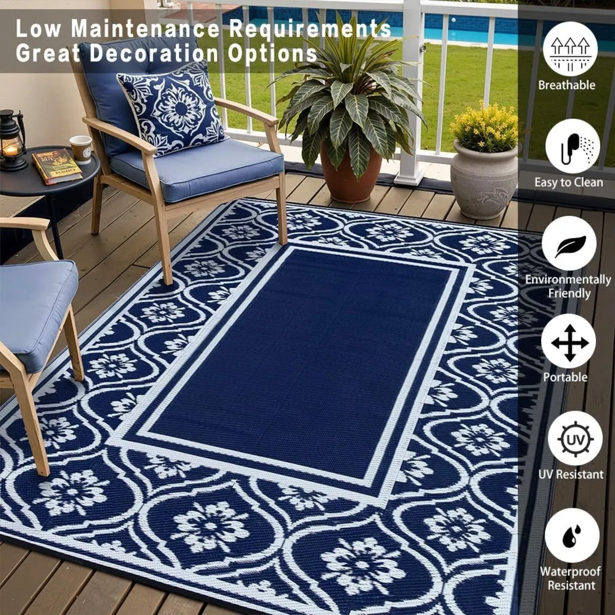 Outdoor Rug 240x300cm Extra Large Reversible - Image 2