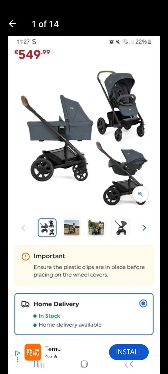Joie Travel System Pram set - Image 1