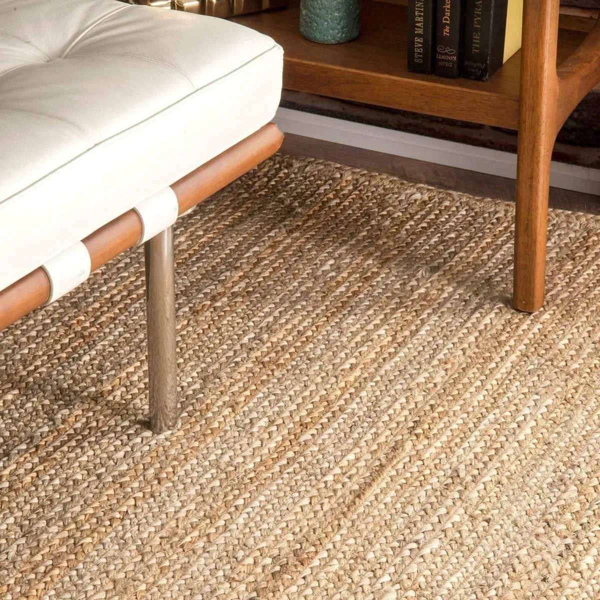 Hand Braided Natural Jute Rug Rectangle Area - Image 3