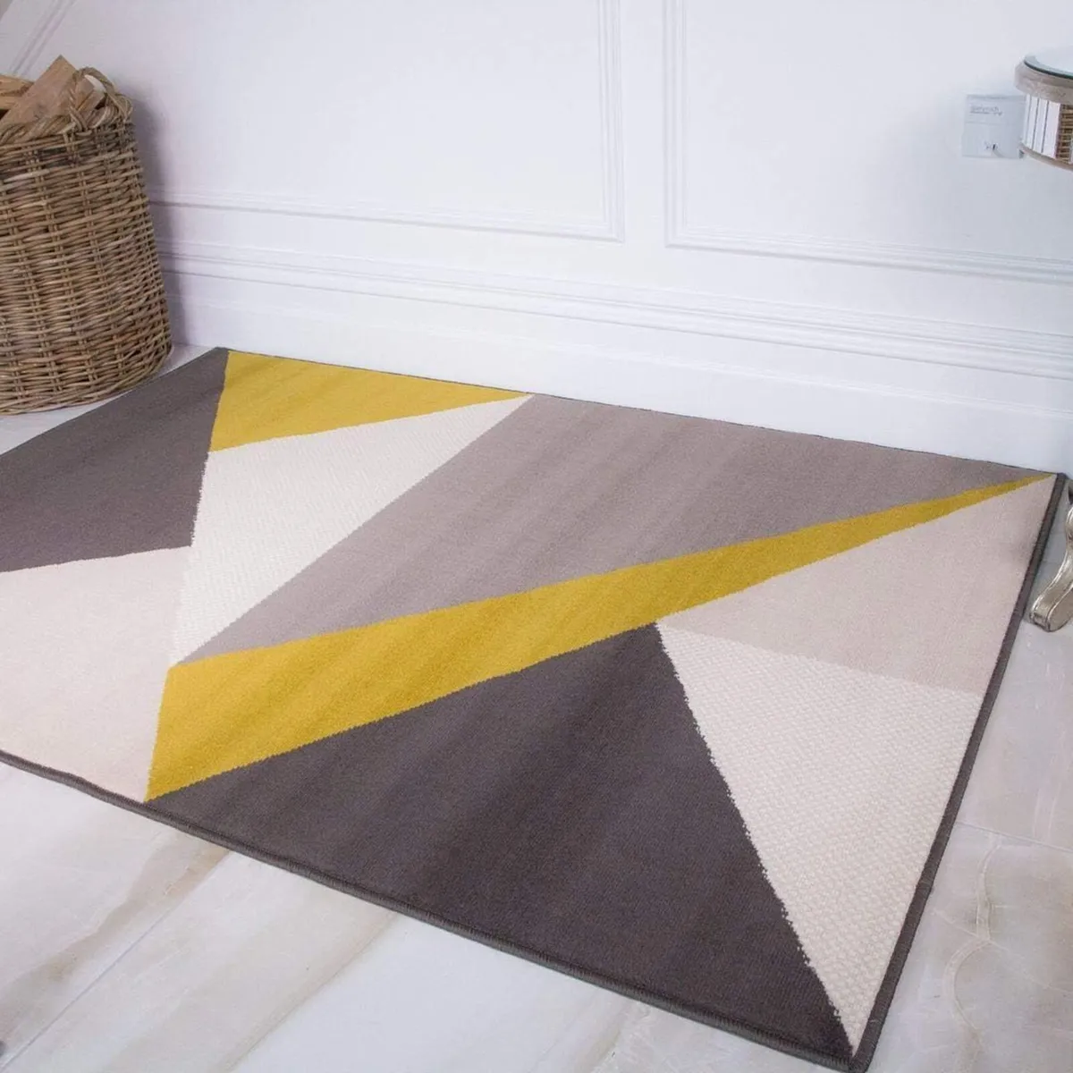 Modern Block Geometric Ochre Yellow Grey Living