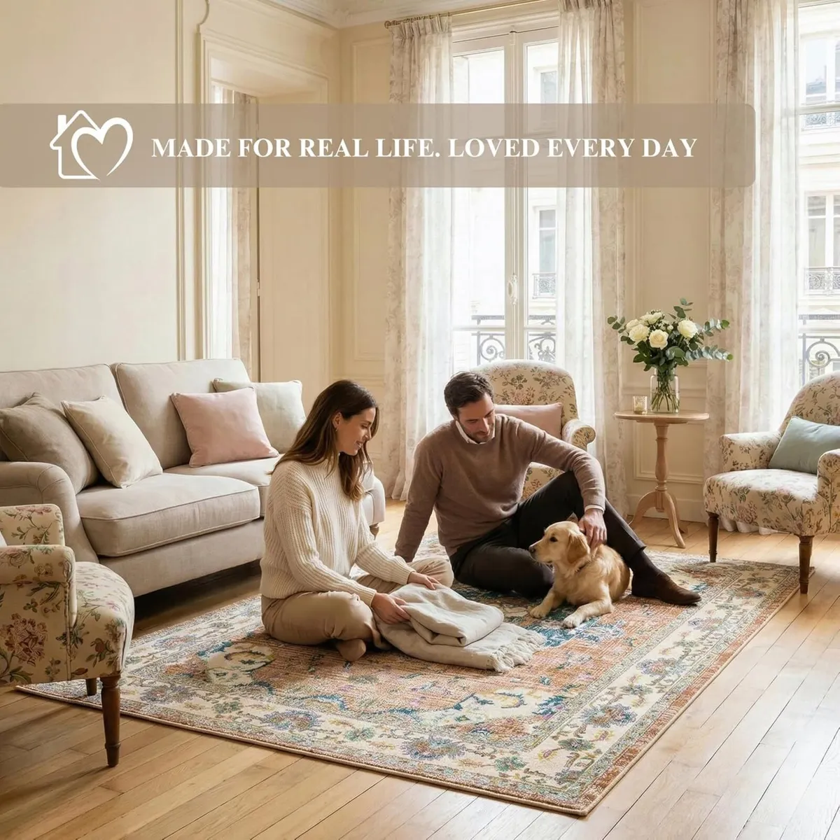 Machine Washable Rug 120x170cm Non-Slip Backing - Image 3