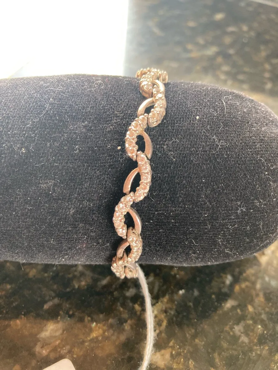 Sterling Silver bracelet with clear stones - Image 1